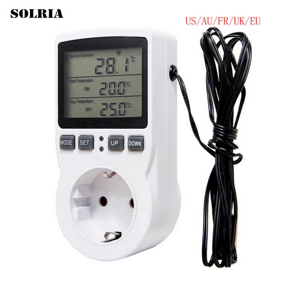 Digital Temperature Controller Thermostat Socket with Timer Switch EU/US/UK/AU/FR Plug